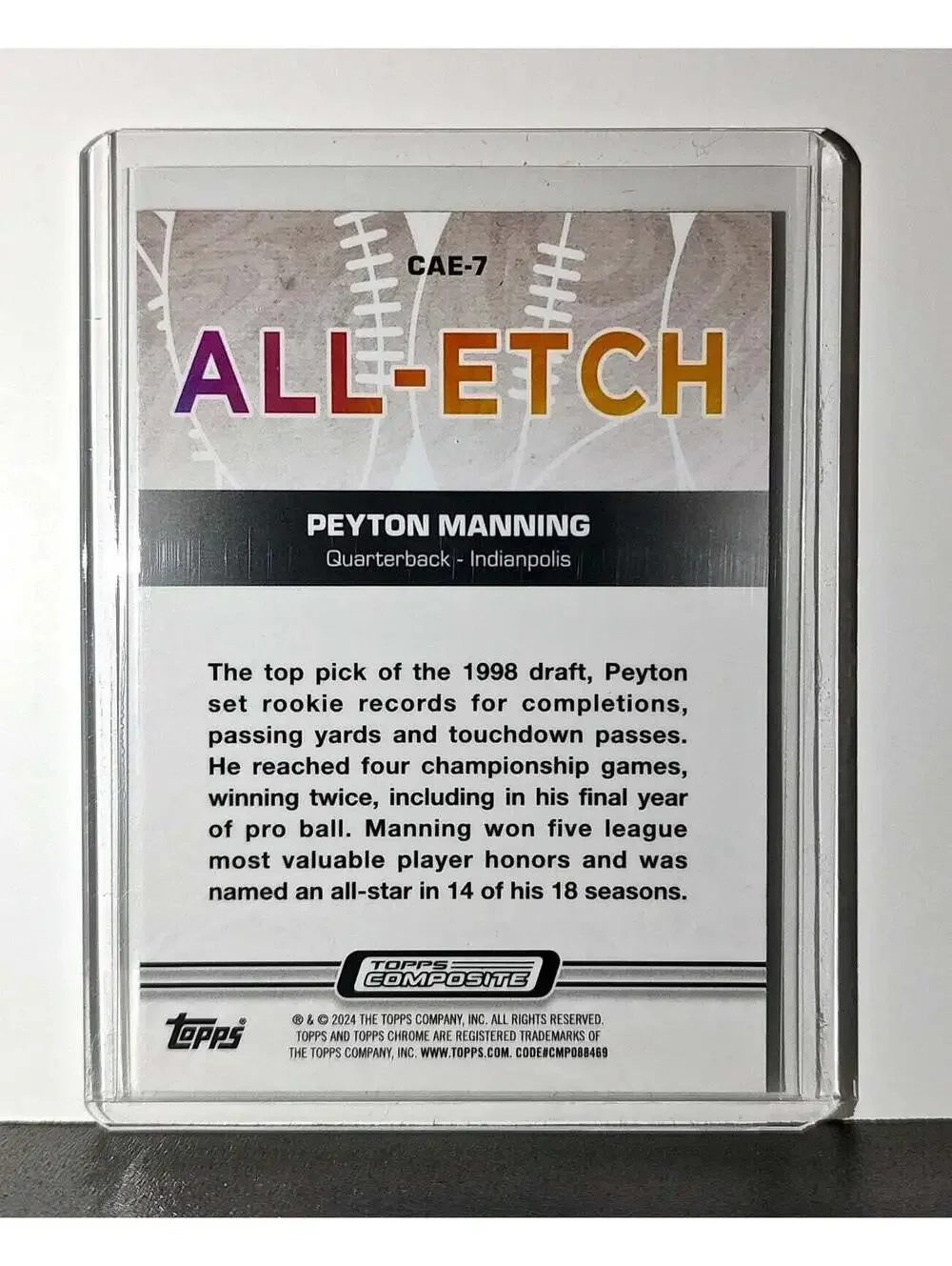 Peyton Manning 2023 Topps Chrome All-Etch NFL #CAE-7 Error Card Colts